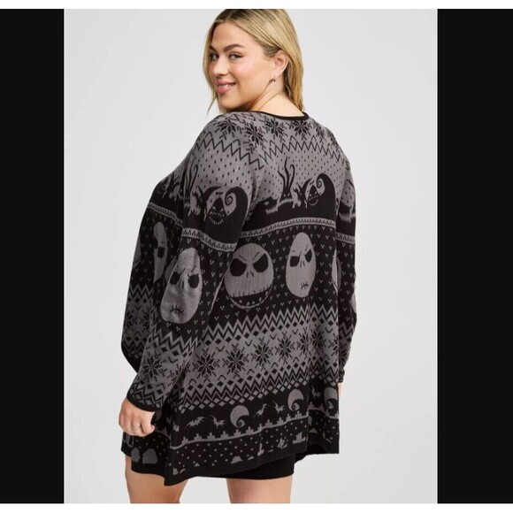 Torrid Disney Nightmare Christmas Jack Open Front Cardigan 3X Gray Fair Isle NWT - Picture 5 of 5